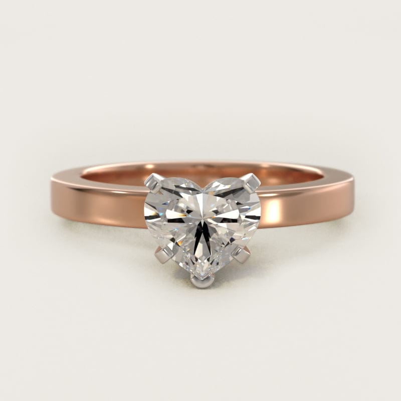 Heart-Shaped Flat-Edge Solitaire Engagement Ring in white gold — handcrafted in Beirut
