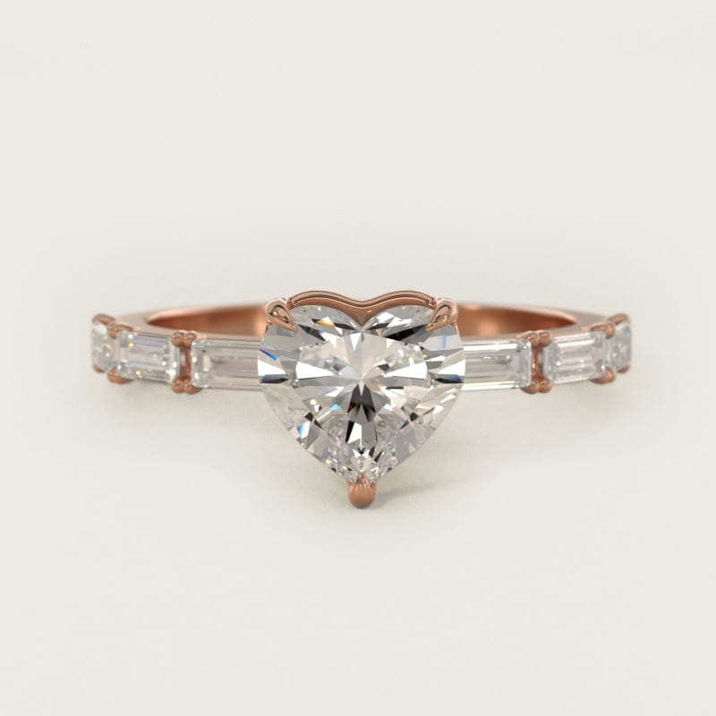 Heart-Shaped Floating Diamond Line Side-Stone Ring in white gold — handcrafted in Beirut