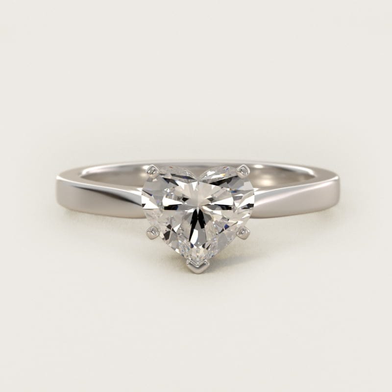 Heart-Shaped Petite Cathedral Solitaire Ring in white gold — handcrafted in Beirut